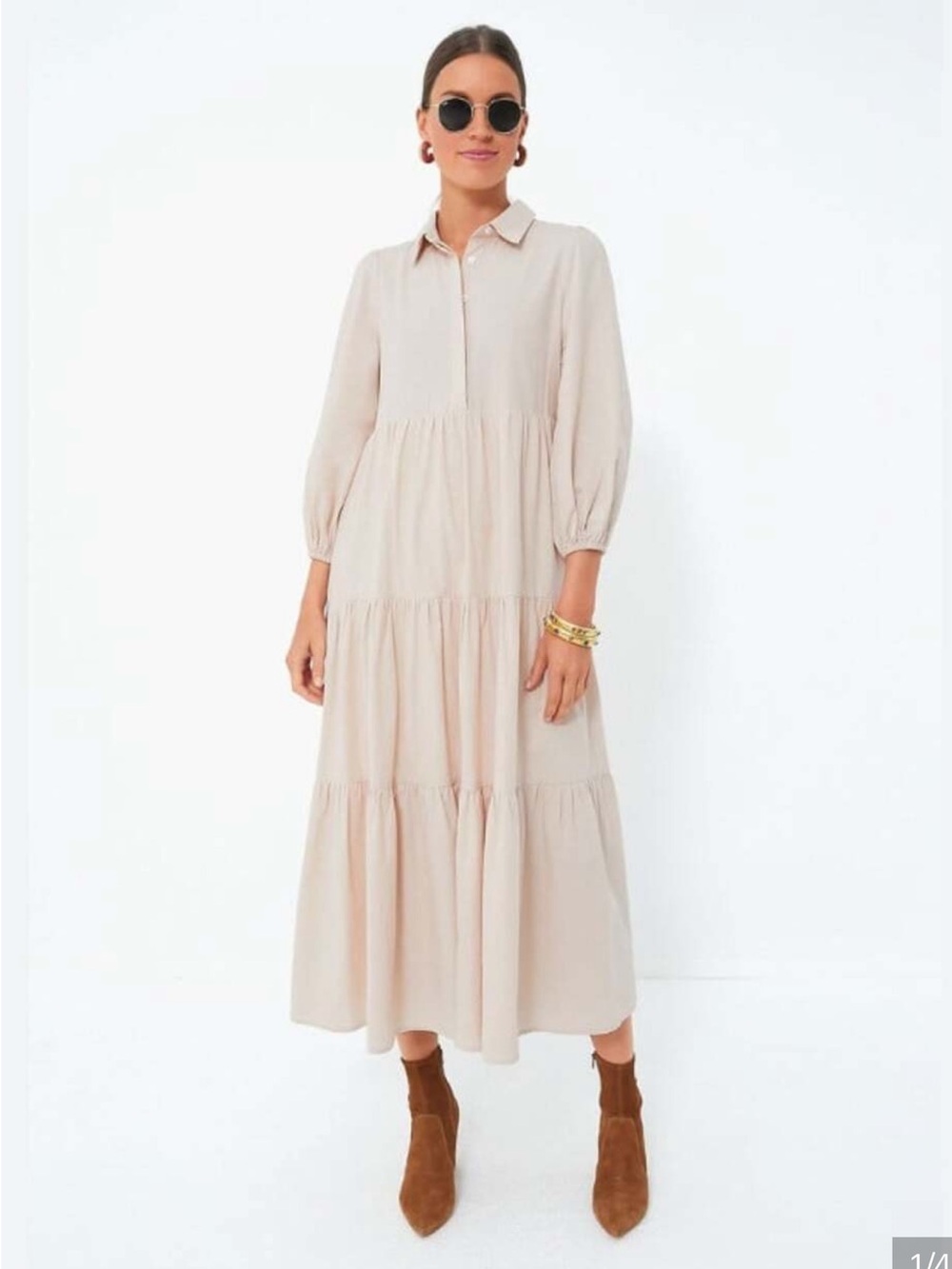 Tuckernuck Pomander Place Mabel Sandstone Tiered Maxi Dress XS